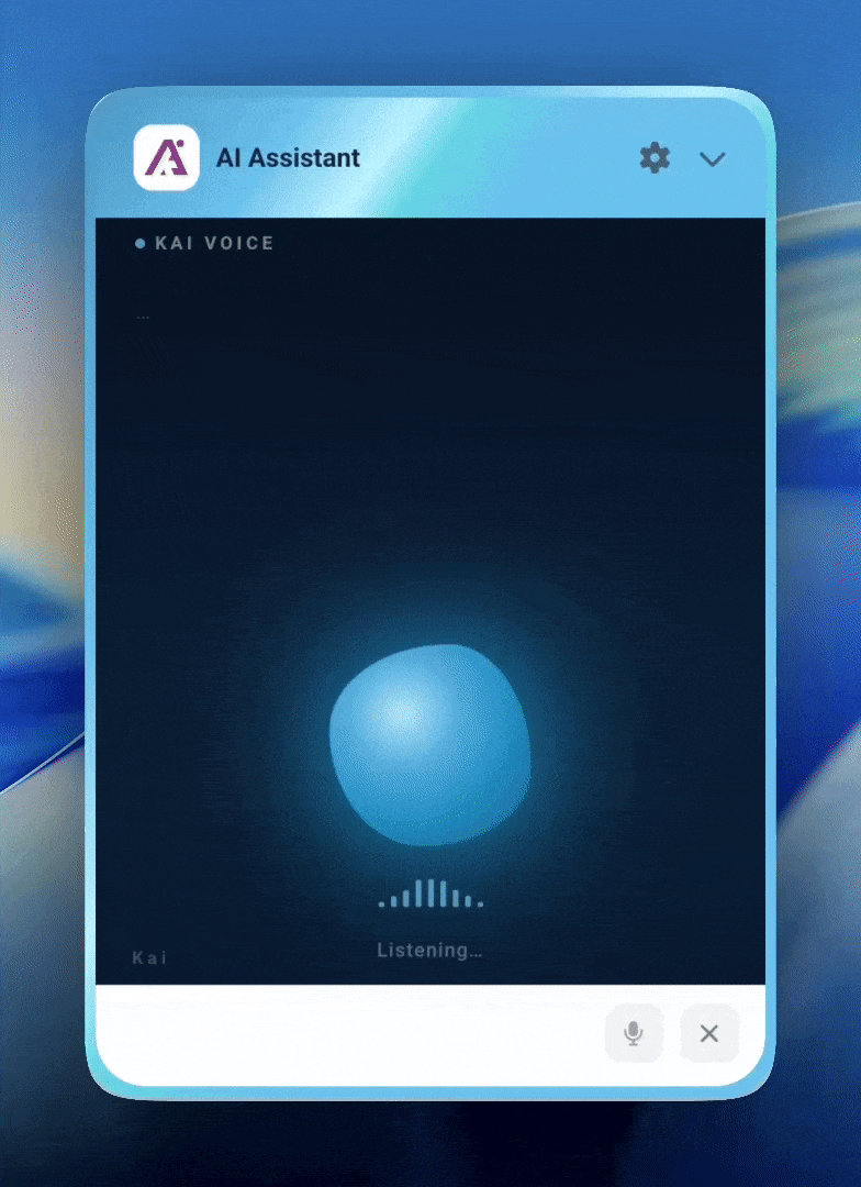 Kai Voice — the AI assistant in active listening mode, mid-conversation with a customer